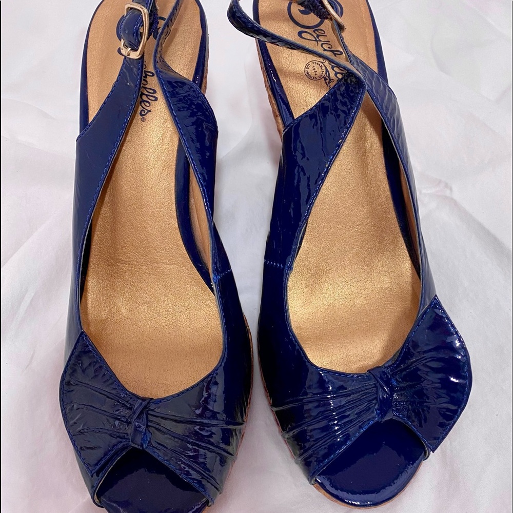 Seychelles Blue pattern with Bow high heel platform size 8.5